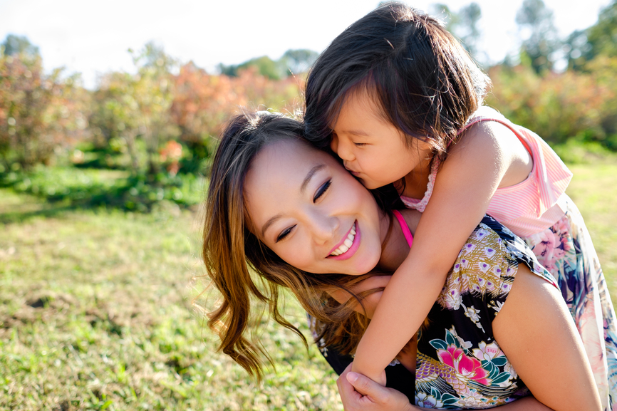 Mother daughter in a park series