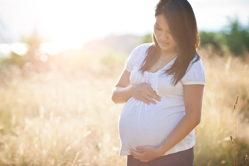 Pregnant Asian Woman Outdoor